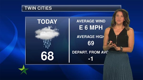 Morning forecast: 68, rain starting this afternoon