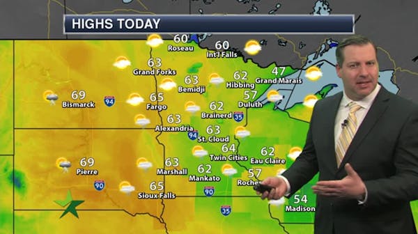 Afternoon forecast: 64, sunshine, risk spotty thunderstorms