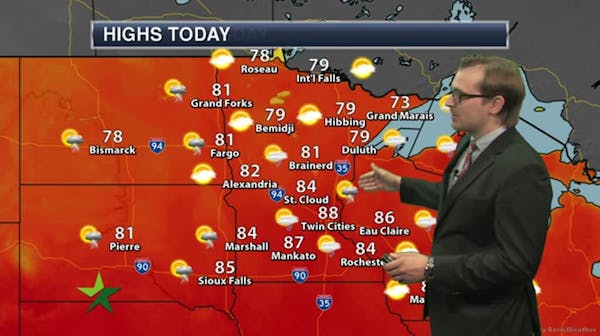 Morning forecast: Warm and sunny, chance of PM storms; high 88