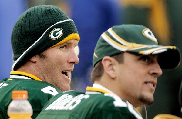 Back in January of 2006, Brett Favre (left) was the Packers' starting quarterback and Aaron Rodgers was the backup. Favre eventually was nudged aside 