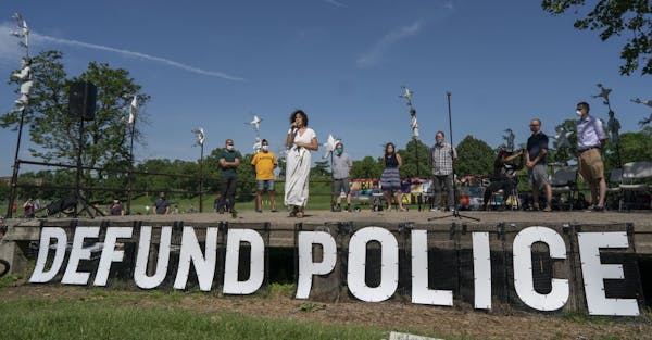 Alondra Cano, a City Council member, speaks during "The Path Forward" meeting at Powderhorn Park on Sunday, June 7, 2020, in Minneapolis. The focus of