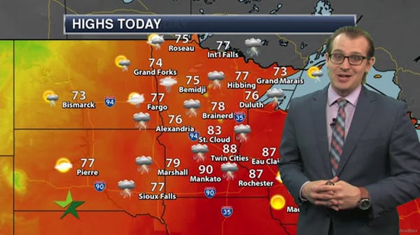 Morning forecast: Warm with likely PM storms; high 88
