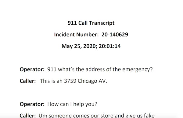 Read the 911 transcript for George Floyd call in Minneapolis