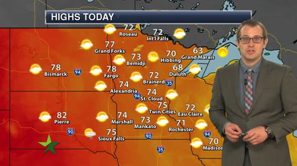 Evening forecast: Partly cloudy, slight chance of storms