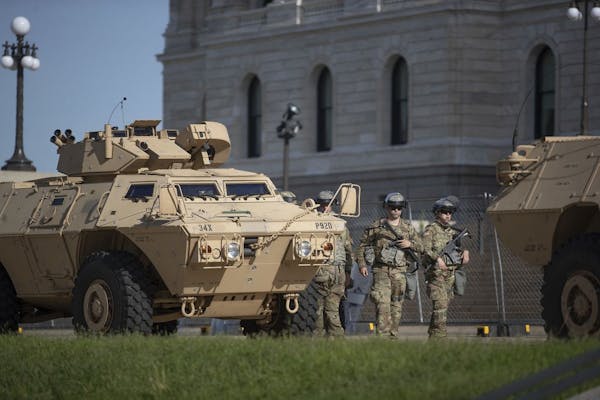 The Minnesota National Guard prepared for a noon protest today at the State Capitol.