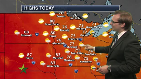 Afternoon forecast: 79, mostly sunny, chance of showers