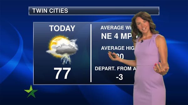 Morning forecast: 77, clouds, chance of afternoon showers