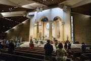 Parishioners were able to attend a service presided by the Rev. John Paul Erickson as pews were closed off to allow social distancing and a maximum ca