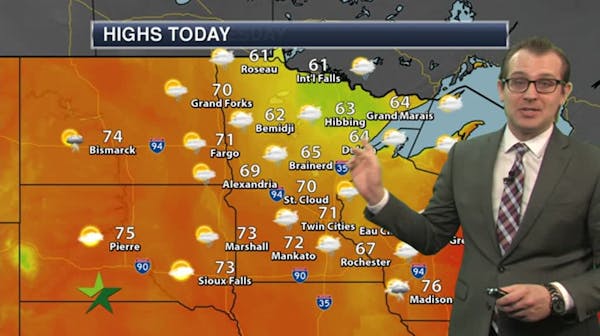 Morning forecast: Cooler, windy, chance of showers; high 71