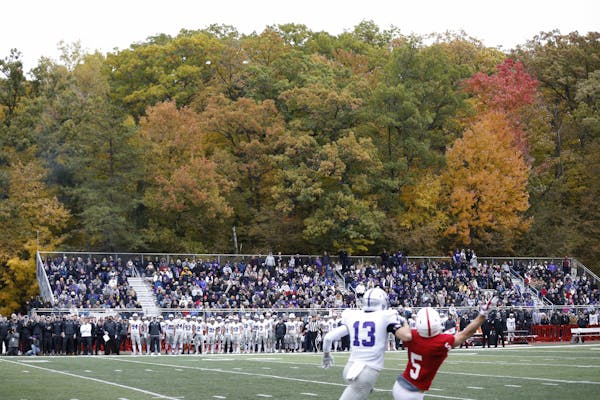 Fall colors were still hanging on during the Oct. 13, 2018 matchup between St. John’s and St. Thomas in Collegevillle.