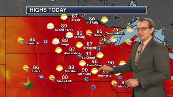 Afternoon forecast: Hot, humid and mostly sunny; high 90