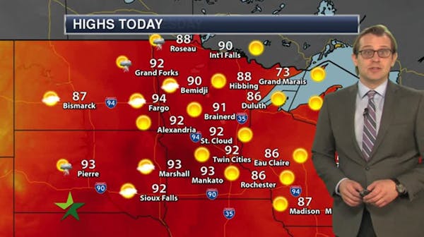 Afternoon forecast: Hot and sunny again, high 92