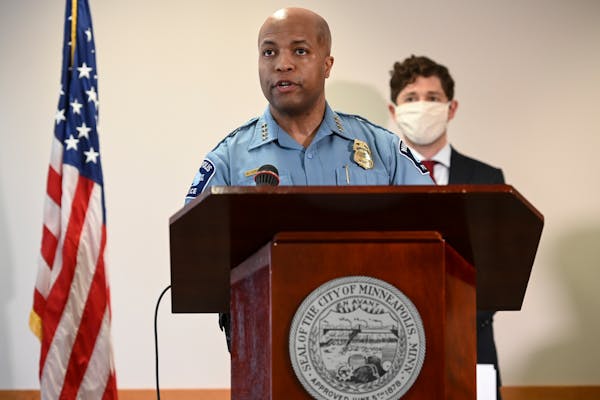 Minneapolis Police Chief Medaria Arradondo, with Mayor Jacob Frey, spoke Thursday about reforming the arbitration process for police officers terminat