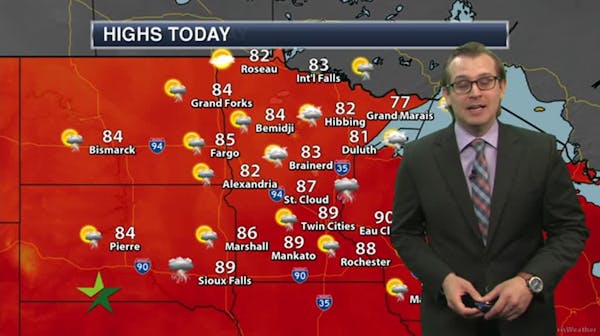 Afternoon forecast: Chance of showers, storms; high 89