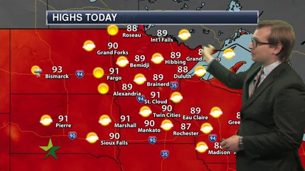 Afternoon forecast: More heat and humidity; high 90