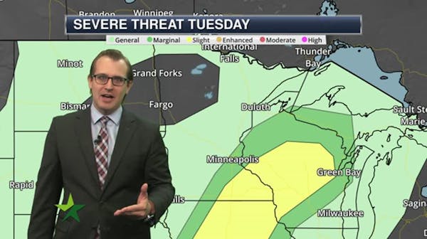 Afternoon forecast: 74, cooling off, risk of severe weather midafternoon