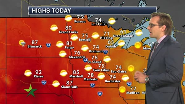 Morning forecast: Cool start, mostly sunny, windy, high 75