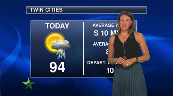 Morning forecast: 94, heat index 110, chance of strong evening storms