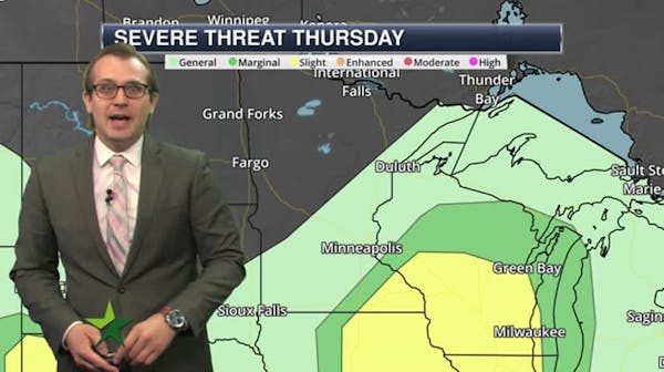 Afternoon forecast: 88, slight risk of storms southeastern Minn.