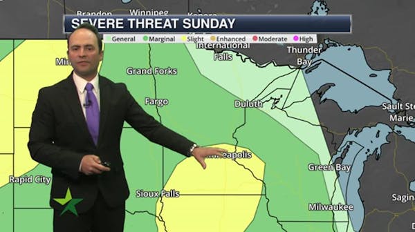 Evening forecast: Severe thunderstorms, low 72
