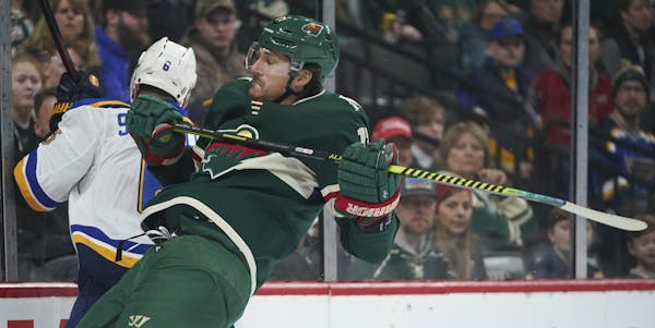 Marcus Foligno was leading the Wild in hits with 184 when the NHL season came to a halt in March. He also had 11 goals and 14 assists in 59 games.
