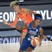 Lynx guard Crystal Dangerfield reacted after being fouled by Connecticut guard Natisha Hiedeman during Sunday’s season-opening victory, where Danger