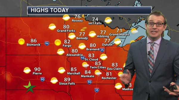 Afternoon forecast: 85, some clouds, slight chance rain