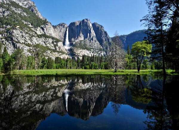 A waterfall at Yosemite National Park in California.