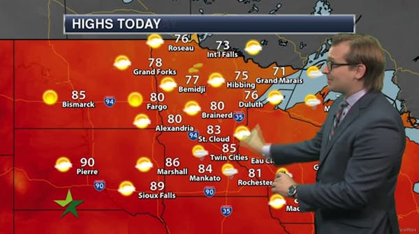 Morning forecast: Sun and clouds, isolated showers, high 85