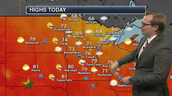 Afternoon forecast: 79, spotty showers, storms possible