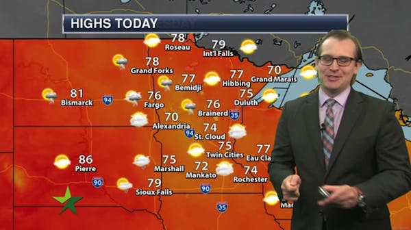Morning forecast: Mostly sunny, high 75; chance of PM storms