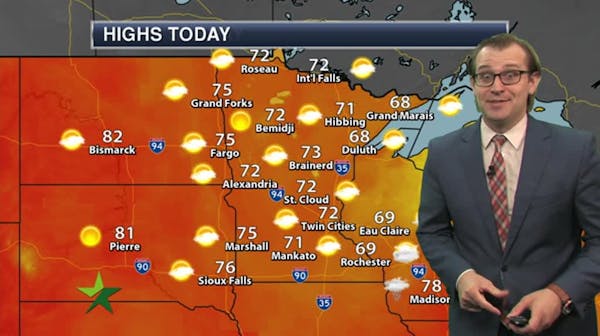 Morning forecast: Cooler with a cloudy start, few sprinkles, high 72