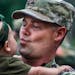 Sgt. Shawn Blakemore blew a kiss to his six-month-old daughter Liv. He most likely will miss her first birthday as the deployment will last about a ye