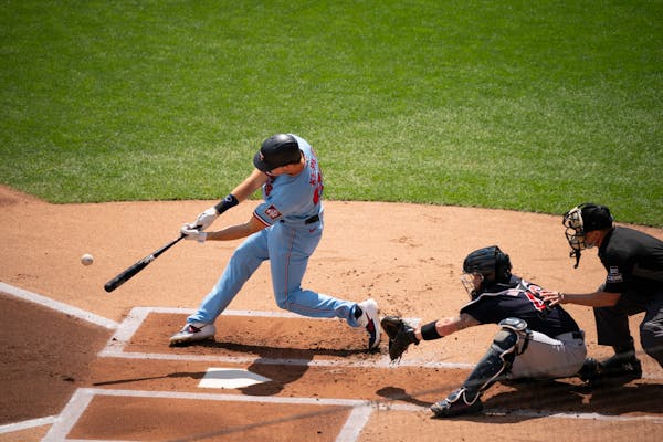 The Twins' Max Kepler connected for a ground-rule double in the first inning against the Indians at Target Field on Sunday. Kepler doubled twice and s