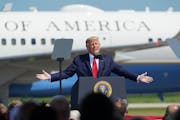 President Donald Trump delivered remarks Monday to an invitation-only crowd of hundreds at North Star Aviation in Mankato.