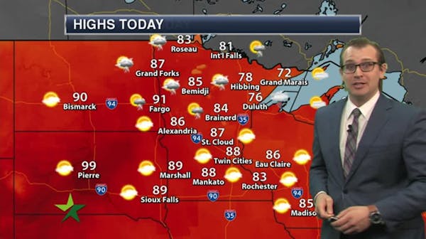 Afternoon forecast: 88, hot and humid, mix of sun and cloud