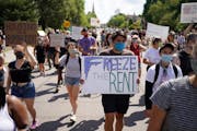 Renters and community members organized by Inquilinxs Unidxs Por Justicia (United Renters For Justice) marched Aug. 1 in Minneapolis.