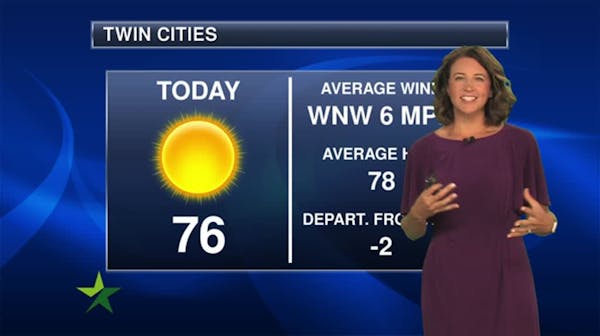 Morning forecast: Sunny and mild, with high in mid-70s