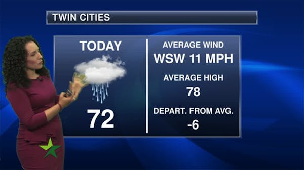 Afternoon forecast: Rain clears out, sunny and cool, high 72