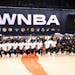 WNBA players agreed Wednesday to strike and no games were played. Jacob Blake’s name is spelled out on the shirts in the front row.