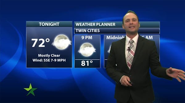 Evening forecast: Low of 73, with a few clouds on a warm night