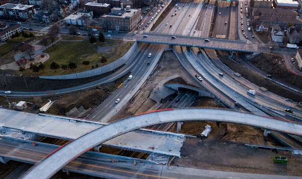 The I-35W/I-94 interchange was free of it's usual rush hour traffic.