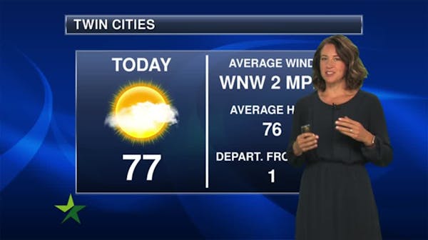 Afternoon forecast: 77, sunny and pleasant; storm risk tonight