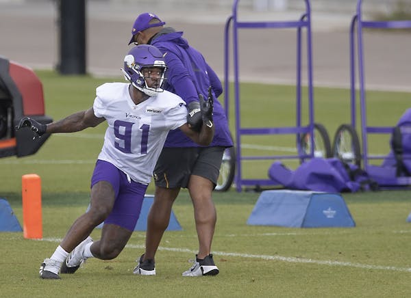 Minnesota Vikings defensive end Yannick Ngakoue took to the field for practice at the TCO Performance Center, Friday, September 4, 2020 in Eagan, MN.