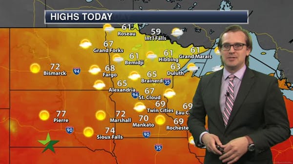 Afternoon forecast: 69, clearing skies, breezy, cooler than average