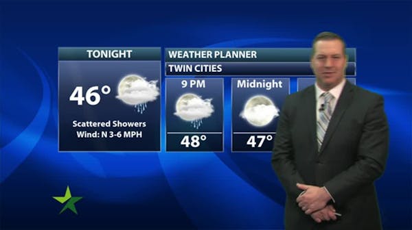 Evening forecast: Low of 44; overcast and chilly with rain possible