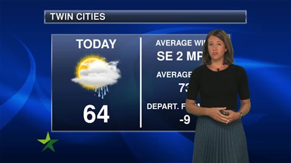 Afternoon forecast: 64, lingering cloud cover, chance of showers