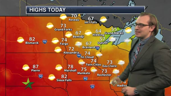 Forecast: Low of 60; more clouds and mild