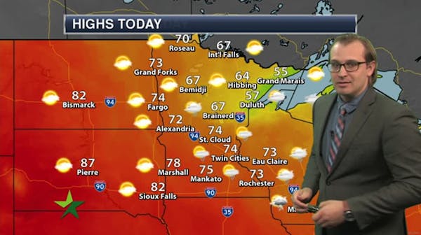 Afternoon forecast: 74, mostly sunny, fog possible tonight