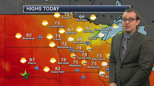Morning forecast: Early storms, sun later; high 74